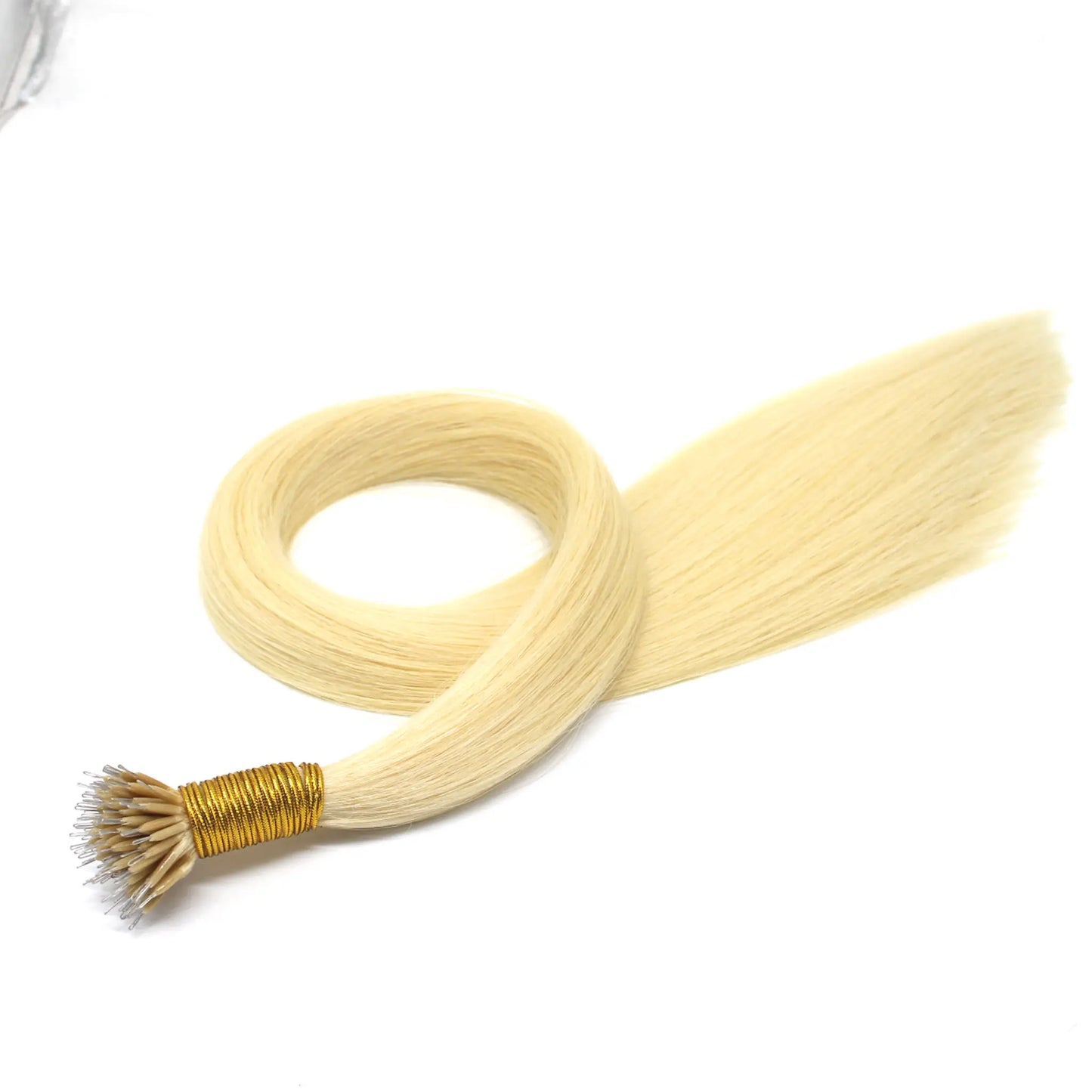 Light blonde nano ring k-tip extensions human hair