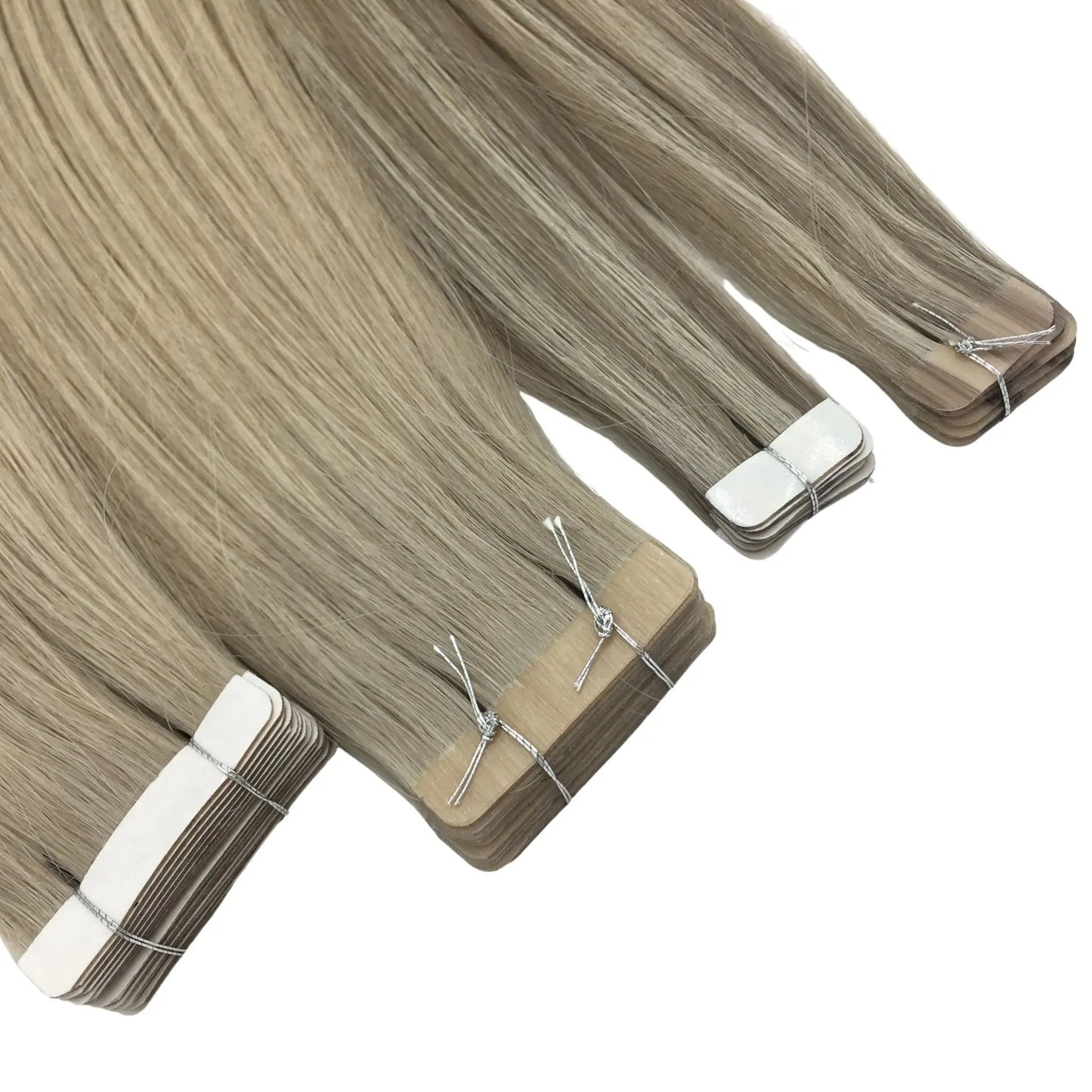 Tape hair extensions detailed view