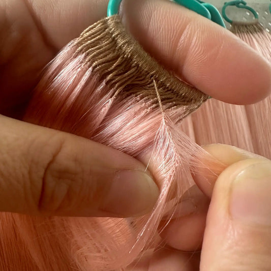 Crochet hair extensions hand braid detailed view