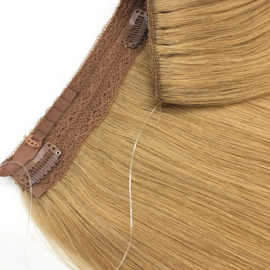 halo hair extensions close up view