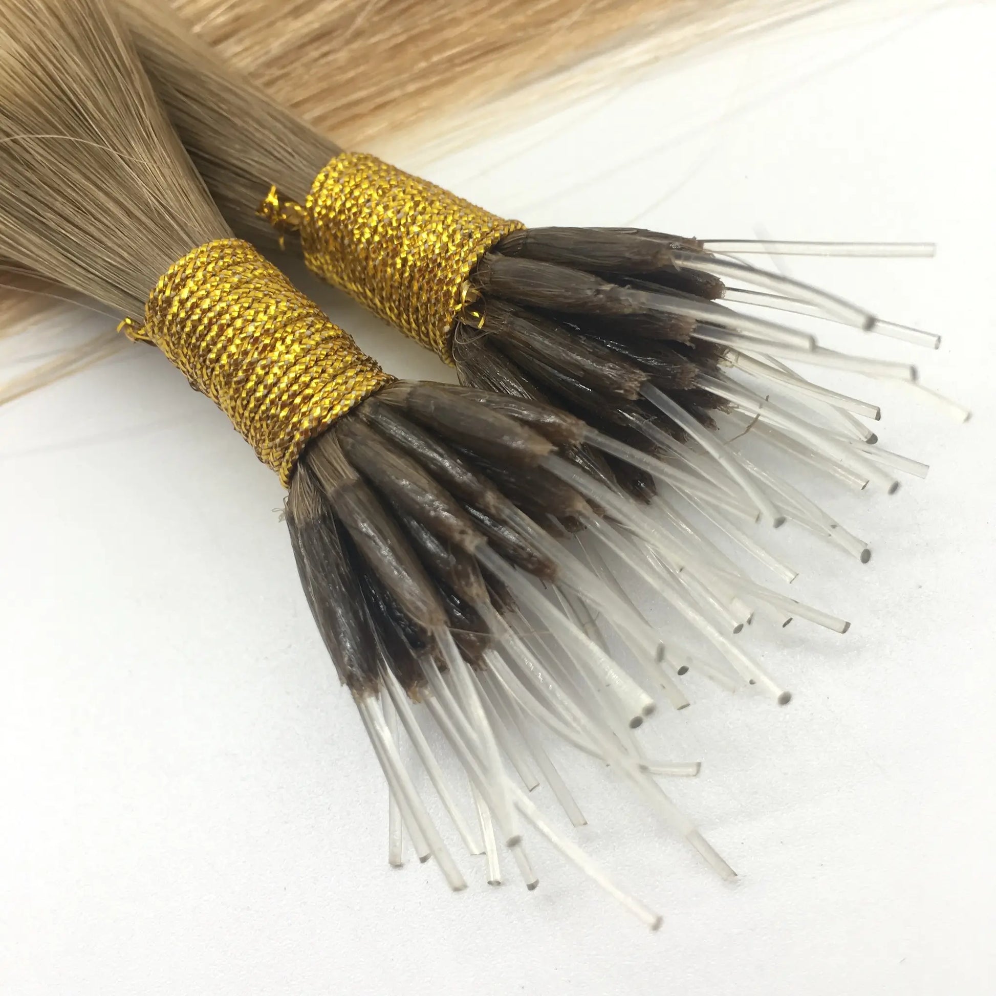 K tip extensions nano human hair close up view