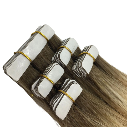 mini tape in hair extensions close up view