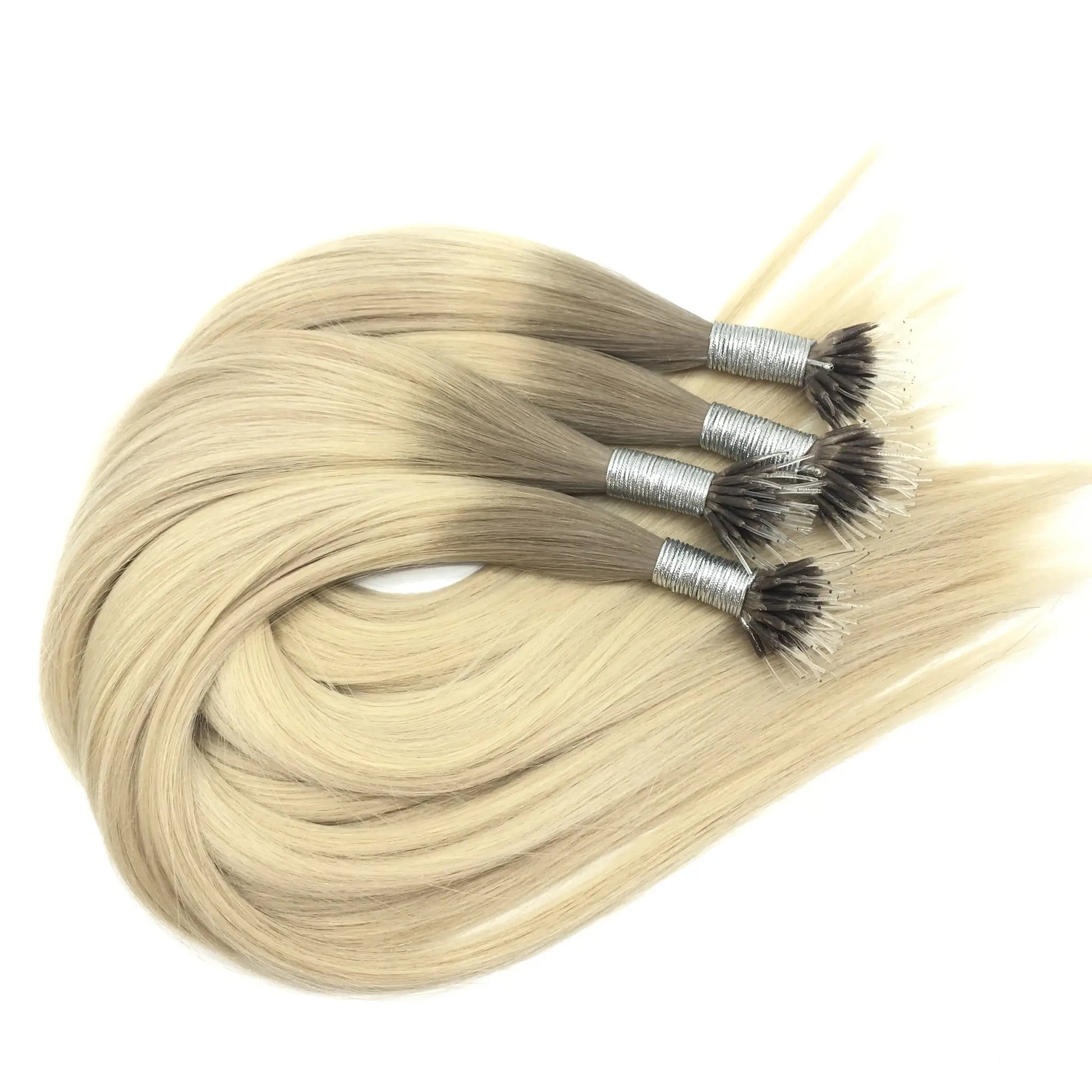 Nano tip keratin extensions balayage hair color